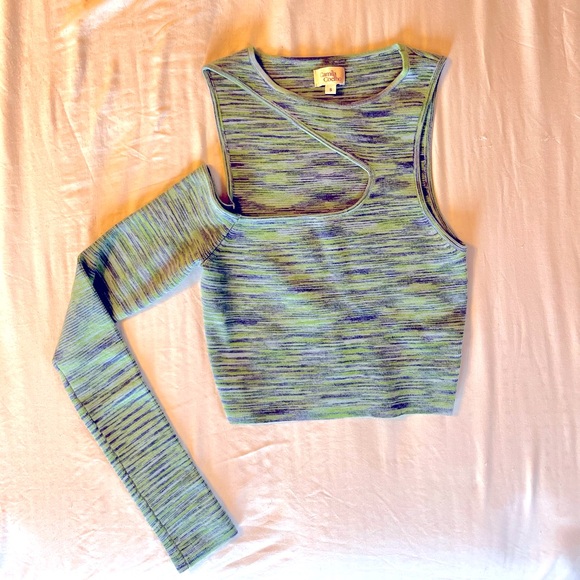 Camila Coelho Aideen Cut Out Knit Top in Blue Spacedye from REVOLVE - Picture 6 of 9